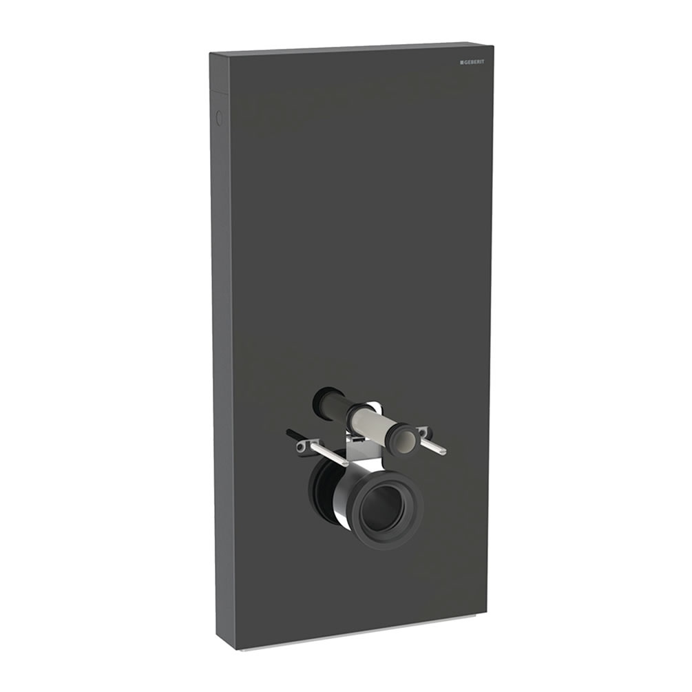 Cutout image of Geberit Monolith Black Glass Wall-Hung Toilet Frame & Cistern